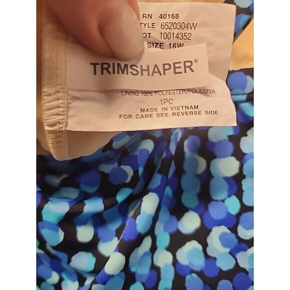 Trimshaper Swimsuit One Piece Size 16W Pink & Black Ruched Padded Bra No Tags - Picture 9 of 11